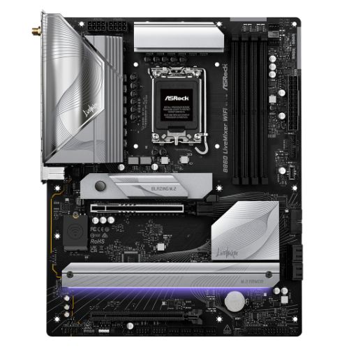 ASMBB860LIVEMIXERWIFI.jpg Asrock B860 LIVEMIXER WIFI, Intel B860, 1851, ATX, 4 DDR5, HDMI, DP, TB4, Wi-Fi 6E, 2.5G LAN, RGB, 3x M.2