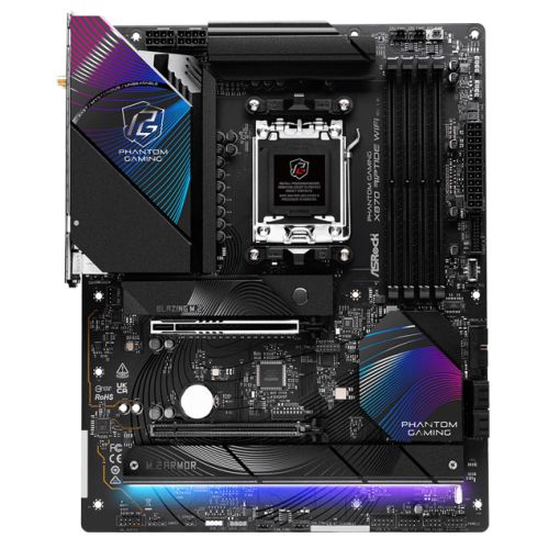 ASMBX870RIPTIDEWIFI.jpg Asrock X870 RIPTIDE WIFI, AMD X870, AM5, ATX, 4 DDR5, HDMI, 2 USB4, Wi-Fi 7, 2.5G LAN, RGB, 3x M.2
