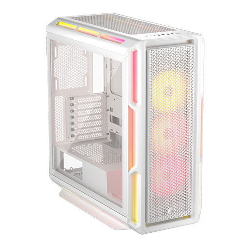 Corsair iCUE LINK 5000T LX RGB Gaming Case w/ Glass Side, E-ATX, 3x RGB Fans & iCUE LINK Hub, RGB Light Strips, USB-C, Asus BTF Compatible, White