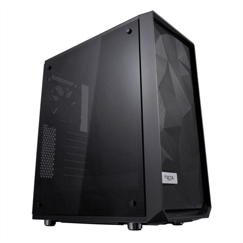 Fractal Design Meshify C (Dark TG) Gaming Case w/ Dark Tint Glass Window, ATX, Angular Mesh Front, High-airflow, 2 x 120mm Fans