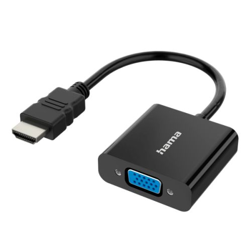 CABL-HAMAHDMIVGA1080P.jpg Hama HDMI Male to VGA Female Converter Cable with Audio 3.5mm Jack, 15cm, Black, *Eco-Friendly Packaging*