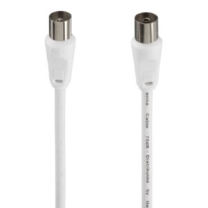 Hama Antenna Cable, Coax Male to Coax Female, 75dB, 10 Metre, White