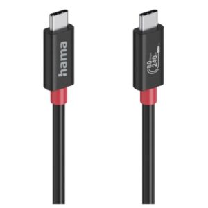 Hama USB4 V2 80Gbps Type-C Male to Male Cable, E-Marker, 5A, 240W, 1 Metre, Black