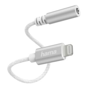 Hama Lightning Male to 3.5mm Jack Female Cable, Ultra-Thin & Flexible Cable, MFI Certified