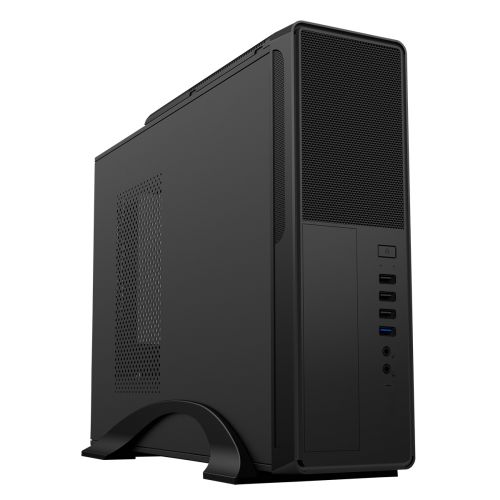 CiT S014C Micro ATX Slim Desktop Case, 300W PSU, Mesh Front, 80mm Fan, USB-C, Black