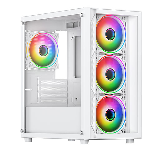 CAM-VIDLUCID-WHT.jpg Vida Lucid White ARGB Gaming Case w/ Glass Front & Side, Micro ATX, 4x ARGB Infinity Fans