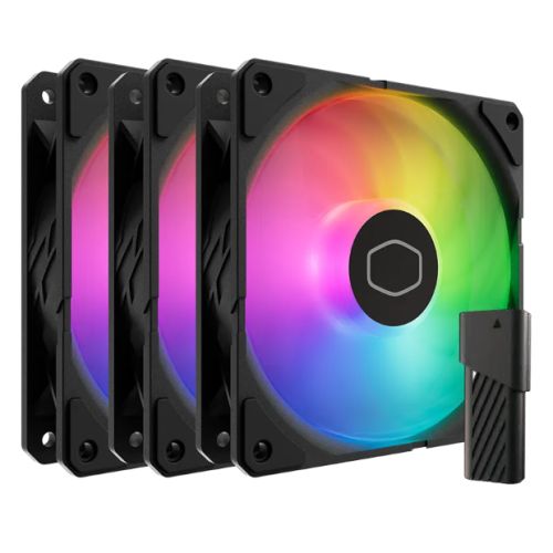 Cooler Master SickleFlow Edge 120 ARGB 120mm PWM Case Fans (3 Pack), Up to 2500 RPM, Loop Dynamic Bearing, LED Controller, Black