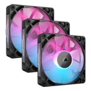 Corsair iCUE LINK RX120 RGB 120mm PWM Case Fans (3 Pack), 8 ARGB LEDs, Magnetic Dome Bearing, 2100 RPM, iCUE LINK Hub Included, Black