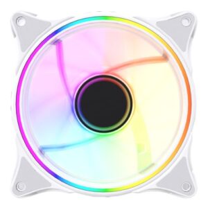 Vida Infinity01 Reverse Blade 120mm ARGB Dual Ring PWM Case Fan, Hydraulic Bearing, Infinity Mirror Effect, 500-1500 RPM, White