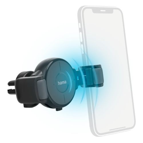 CHARGER-HAMCARWIRELESS.jpg Hama FC10 Flex-Set Wireless Smartphone Charger, Fast Charge up to 10W, Tilt, 360° Rotate, Grill Clip, Grey