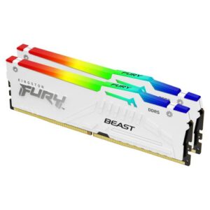 Kingston Fury Beast RGB 32GB Kit (2 x 16GB), DDR5, 5200MHz, CL36, 1.25V, ECC, PMIC, AMD EXPO & Intel XMP 3.0, White, DIMM Memory