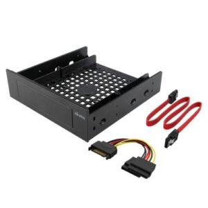 Akasa Internal 3.5"/2.5" Device Adapter with SATA Cables, Frame to Fit 3.5" or 2.5" Device/SSD/HDD into a 5.25" Bay