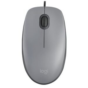 Logitech M110 Silent Wired Optical Mouse, USB, 1000 DPI, Ambidextrous, Mid Grey