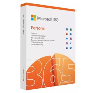 MSOF2021365P_2.jpg Microsoft Office 365 Personal, 1 User, Up to 5 Devices, 1 Year Subscription, 32 & 64 bit, Medialess