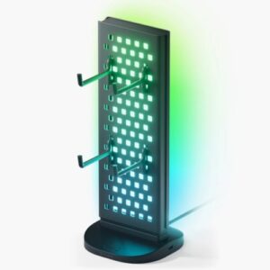 Nanoleaf Pegboard Desk Dock, USB Hub Base, 4 Pegboard Hooks, RGB Lighting with Real-time Screen Mirroring/Music Visualisation