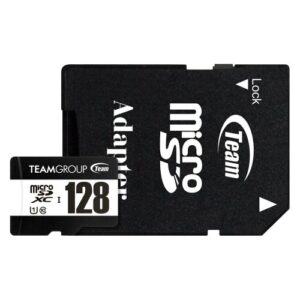 Team 128GB MicroSDXC UHS-I U1 C10 Card with SD Adapter, Class 10 UHS-I, Up to 100MB/s