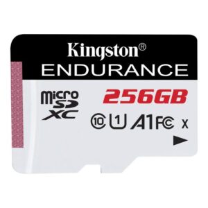 Kingston 256GB High-Endurance microSDXC Card, UHS-I Class 10, U1, 24/7 Recording, Durable, 95MB/s