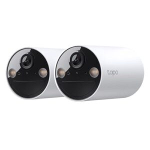TP-LINK (TAPO C410) Smart Battery-Powered 2K Indoor/Outdoor Security Cameras (2-Pack), 6400mAh Battery, Colour Night Vision, AI Detection, Alarms, 2-Way Audio, No Hub Required