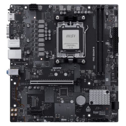 MSIMBB840PRO-B.jpg MSI PRO B840M-B, AMD B840, AM5, Micro ATX, 2 DDR5, VGA, HDMI, 2.5G LAN, 2x M.2