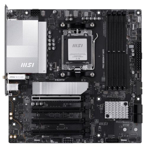MSIMBB850PRO-PWIFI.jpg MSI PRO B850M-P WIFI, AMD B850, AM5, Micro ATX, 4 DDR5, HDMI, DP, Wi-Fi 7, 5G LAN, 3x M.2
