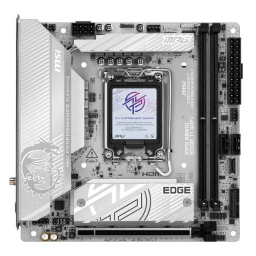 MSIMBB860MPGIEDGETIWIFI.jpg MSI MPG B860I EDGE TI WIFI, Intel B860, 1851, Mini ITX, 2 DDR5, HDMI, TB4, Wi-Fi 7, 5G LAN, 2x M.2