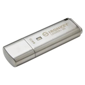 Kingston 64GB IronKey Locker+ 50 Memory Pen, USB-A 3.2 Gen1, FIPS 197-certified, XTS-AES 256-bit Encrypted w/ Auto USBtoCloud Backup, R/W 145/115 MB/s