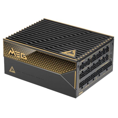 MSI 1600W (MEG Ai1600T PCIE5) ATX 3.1 PSU, Fully Modular, Tri-certified Titanium, Dual 12V-2x6, Full Digital Design, PCIe 5.1, RGB Lighting