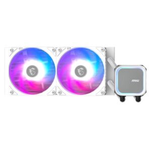 MSI MAG CORELIQUID A13 240mm Liquid CPU Cooler, 2x CycloBlade 7 ARGB PWM Fans, ARGB Cooling Block, White