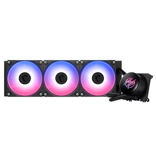MSI MPG CORELIQUID P13 360mm Liquid CPU Cooler, 3x CycloBlade 9 ARGB Fans, Customisable 2.1" LCD, Hidden-Cable Design, Black