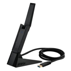 MSI (GUAXE54) AXE5400 Wi-Fi 6E Wireless USB Adapter, Tri-Band, USB 3.0, Beamforming, Adjustable Antenna, WPA3, Cradle