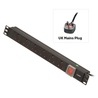 1U 6 WAY UK PDU 1X13A TO 6X3 PIN