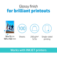 GLOSSY PHOTO PAPER 100 SHT 10 X 15CM
