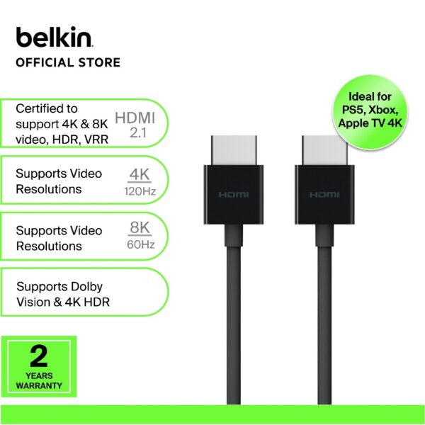 Belkin UltraHD 8K HDMI 2.1 Cable 2m Black