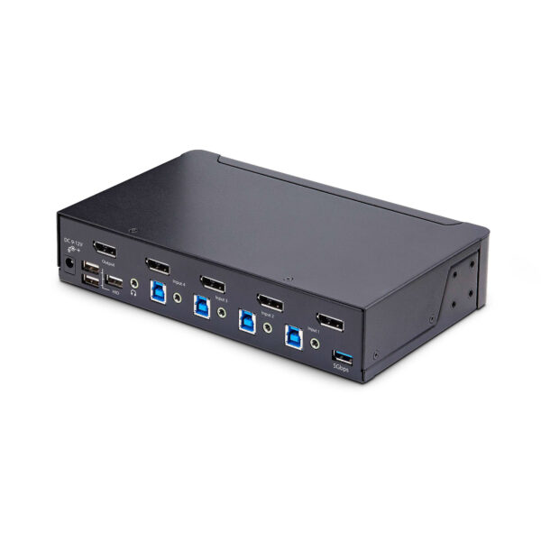 StarTech.com 4-Port DisplayPort KVM Switch, 8K 60Hz / 4K 144Hz, Single Display, DP 1.4, 2x USB 3.0 Ports, 4x USB 2.0 HID Ports, Push-Button & Hotkey Switching, TAA Compliant - OS Independent, Metal Housing