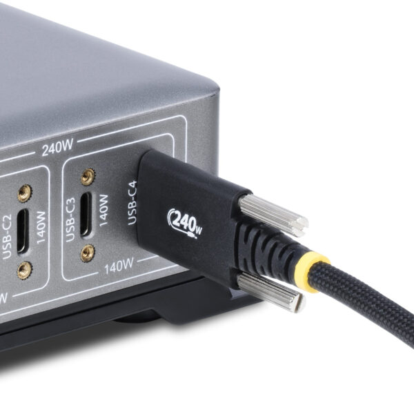 StarTech.com 10ft (3m) USB-C Charging Cable, Durable and Ultra-Flexible, Side Screw Locking, 240W (5A) PD EPR, USB 2.0 Laptop Charger Cable, USB-IF Certified, Rugged USB-C Charging Cord