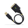 StarTech.com 1ft (30cm) USB to Serial Adapter Cable, COM Retention, Interchangeable Nuts/Screws, USB-A to DB9 RS232, FTDI IC, ESD Protection, Windows/macOS/Linux