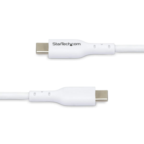 StarTech.com 3m (9.8ft) White USB-C Charging Cable, USB C Cable, USB 2.0 Type-C Laptop Charger Cord, 60W 3A Power Delivery, TPE Jacket, USB-C Data Transfer Cable, M/M
