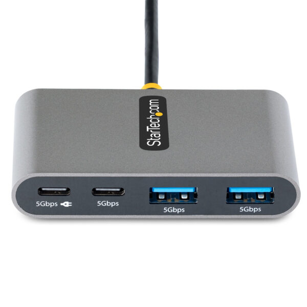 StarTech.com 4-Port USB-C Hub with 100W Power Delivery Pass-Through - 2x USB-A + 2x USB-C - USB 3.0 5Gbps - 1ft (30cm) Long Cable - Portable USB Type-C to USB-A/C Hub