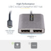 StarTech.com USB-C to Dual Displayport 1.4 Adapter, USB Type-C Multi-Monitor MST Hub, Dual 5K 60Hz DP Laptop Display Extender / Splitter, HDR, Extra-Long Built-In Cable - Windows Only
