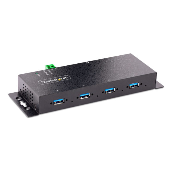 StarTech.com 4-Port Industrial USB 3.0 5Gbps Hub, Rugged USB Hub with ESD Protection, DIN/Wall/Desk Mountable USB-A Hub, USB Expander w/Locking Ports, Heavy Duty - TAA