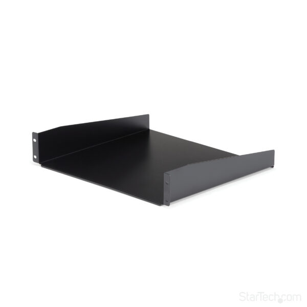 StarTech.com 2U Server Rack Shelf - Universal Rack Mount Cantilever Shelf for 19" Network Equipment Rack & Cabinet - Heavy Duty Steel – Weight Capacity 44lb/20kg - 16" Deep Tray, Black
