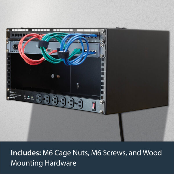 StarTech.com 6U Wall Mount Network Rack - 14 Inch Deep (Low Profile) - 19" Patch Panel Bracket for Shallow Server and IT Equipment, Network Switches - 44lbs/20kg Weight Capacity, Black