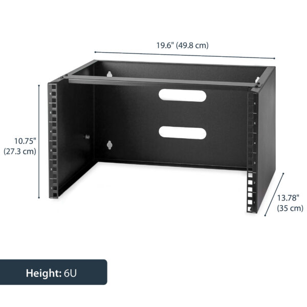 StarTech.com 6U Wall Mount Network Rack - 14 Inch Deep (Low Profile) - 19" Patch Panel Bracket for Shallow Server and IT Equipment, Network Switches - 44lbs/20kg Weight Capacity, Black