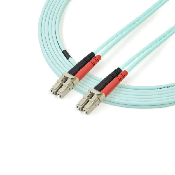 StarTech.com 3m (10ft) LC/UPC to LC/UPC OM4 Multimode Fiber Optic Cable, 50/125µm LOMMF/VCSEL Zipcord Fiber, 100G, Low Insertion Loss - LSZH Fiber Jumper Cord