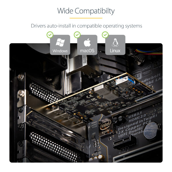 StarTech.com 5-Port USB PCIe Card, USB 3.2 10Gbps, PCI Express Card with 4x USB-C Ports, 1x USB-A Internal Port, USB PCIe Controller Card, Windows/macOS/Linux