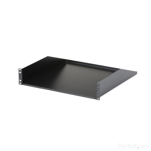 StarTech.com 2U Server Rack Shelf - Universal Rack Mount Cantilever Shelf for 19" Network Equipment Rack & Cabinet - Heavy Duty Steel – Weight Capacity 125lb/56kg - 18" Deep Tray, Black