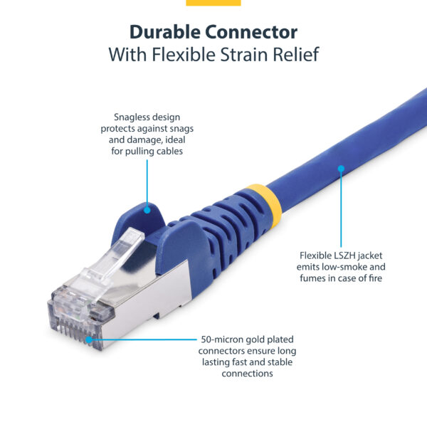 StarTech.com 3m Blue CAT8 Ethernet Cable, Snagless RJ45, 25G/40G, 2000MHz, 100W PoE++, S/FTP, 26AWG Pure Bare Copper Wire, LSZH, Shielded Network Patch Cord w/Strain Reliefs, Individually Tested
