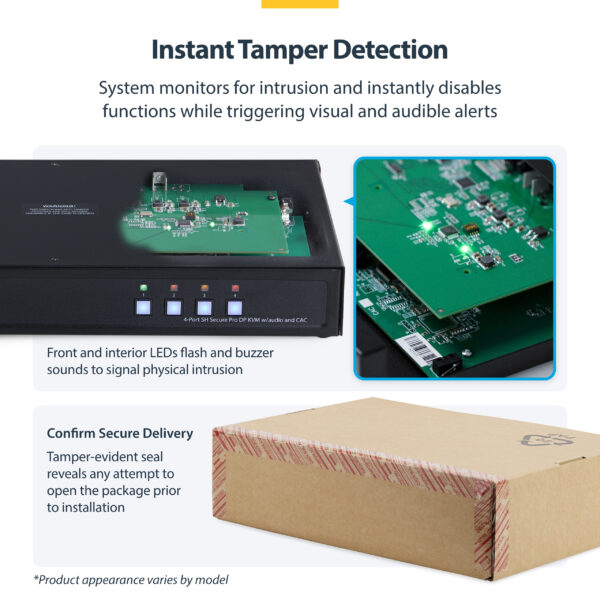 StarTech.com Secure 2-Port Quad-Monitor KVM Switch, 2x DisplayPort In to 4x HDMI Out, 4K 30Hz, NIAP 4.0 Desktop KVM, Metal Housing, CAC Port, Made in the USA