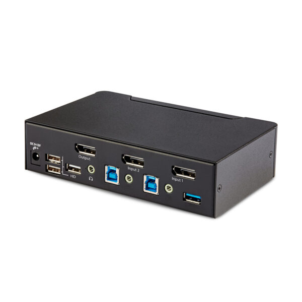 StarTech.com 2-Port DisplayPort KVM Switch, 8K 60Hz / 4K 144Hz, Single Display, DP 1.4, 2x USB 3.0 Ports, 4x USB 2.0 HID Ports, Push-Button & Hotkey Switching, TAA Compliant - OS Independent, Metal Housing