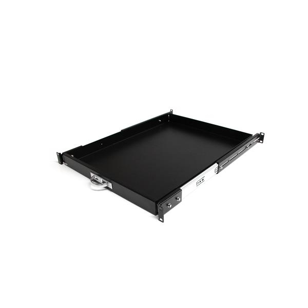 StarTech.com 1U Sliding Server Rack Mount Keyboard Shelf Tray, 55lbs (25Kg), 22in (55cm) Deep Steel Pull Out Drawer for 19" AV, Network Equipment Rack